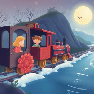 Cover illustration for Le petit train de la lune douce
